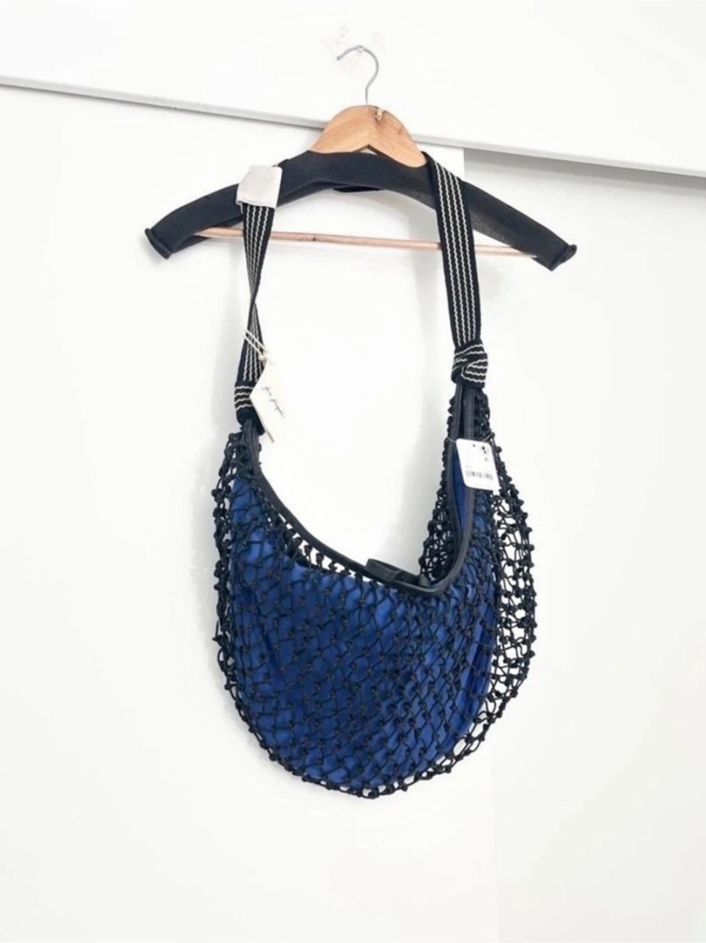 Free People Silver Springs Sling Bag Blue & Black NWT